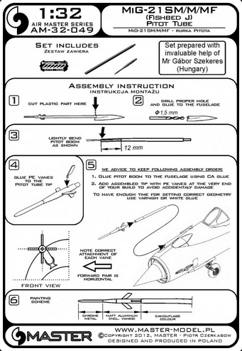 Mig-21 SM / M / MF (Fishbed J) Pitot Tube - MASTER MODEL 32-049