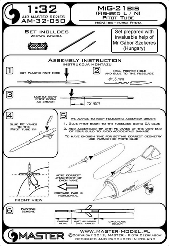 Mig-21Bis (Fishbed L/N) Pitot Tube - MASTER MODEL 32-050