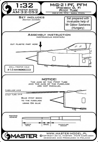 Mig-21PF, PFM (Fishbed D, F) Pitot Tube - MASTER MODEL 32-052