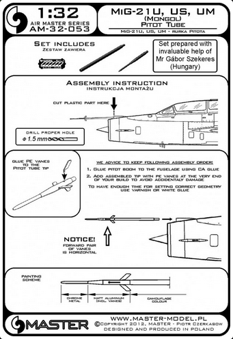 Mig-21U, US, UM (Mongol) Pitot Tube - MASTER MODEL 32-053