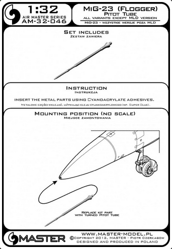 Mig-23 (Flogger) Pitot Tube - MASTER MODEL 32-046