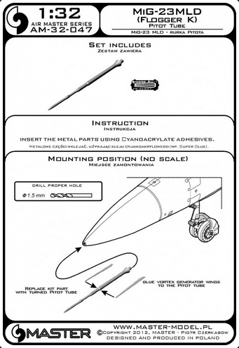Mig-23 MLD (Flogger K) Pitot Tube - MASTER MODEL 32-047
