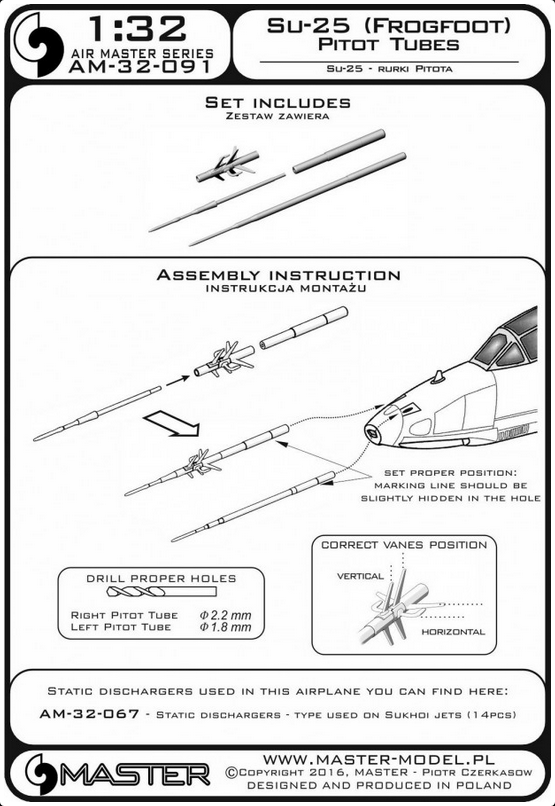 Su-25 (Frogfoot) Pitot Tubes - MASTER MODEL 32-091