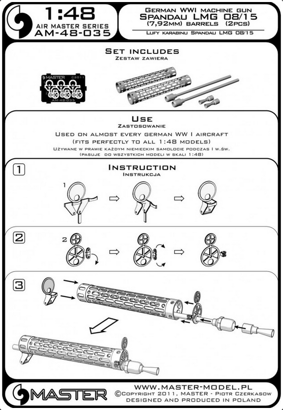 German WWI Machine Gun Spandau LMG 08/15 (7,92mm) Barrels (2pcs) - MASTER MODEL 48-035