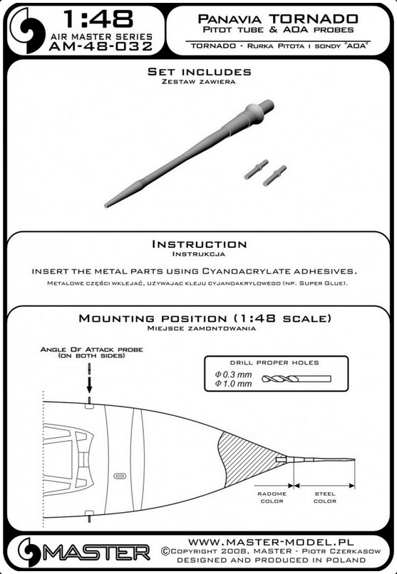 Panavia Tornado Pitot Tube & ADA Probes - MASTER MODEL 48-032