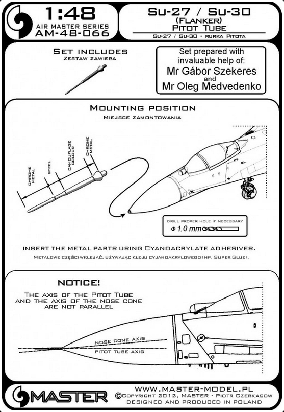 Su-27 / Su-30 (Flanker) Pitot Tube - MASTER MODEL 48-066