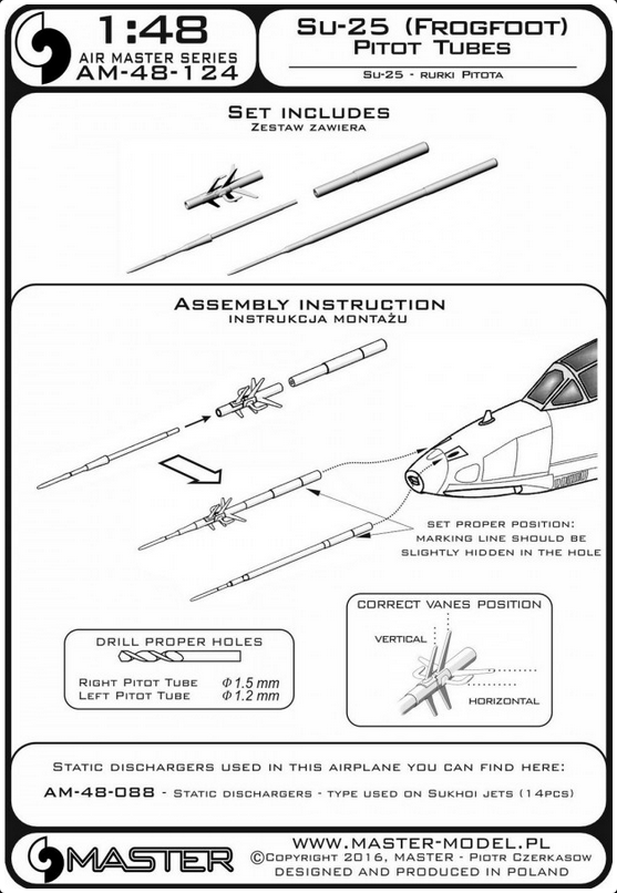 Su-25 (Frogfoot) Pitot Tubes - MASTER MODEL 48-124