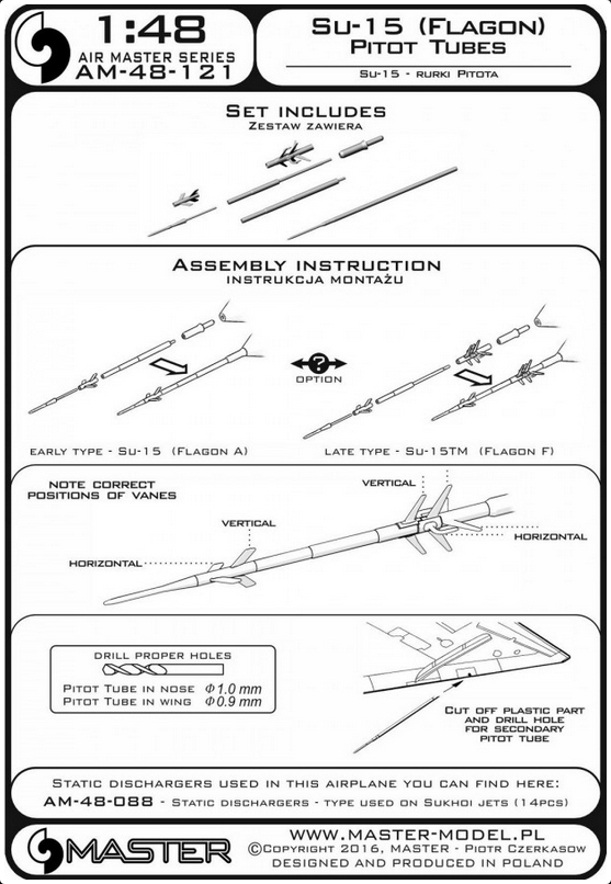 Su-15 (Flagon) Pitot Tubes - MASTER MODEL 48-121
