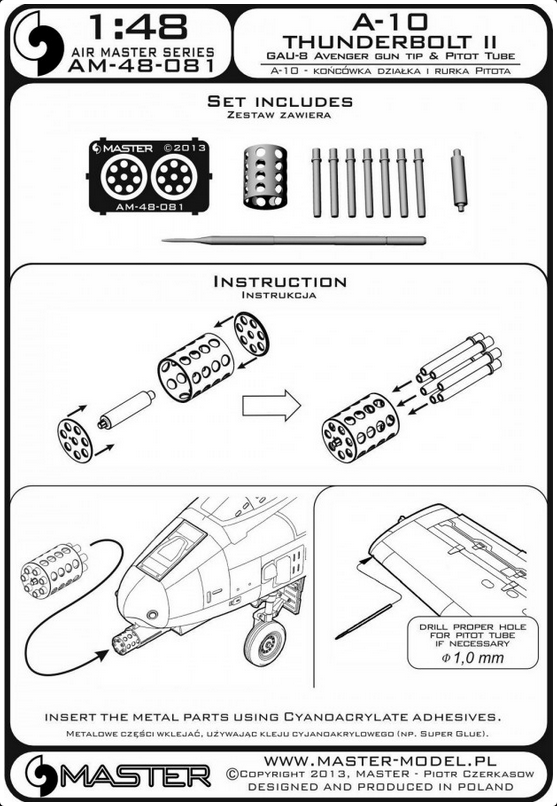 A-10 Thunderbolt II Gau-8 Avenger Gun Tip & Pitot Tube - MASTER MODEL 48-081