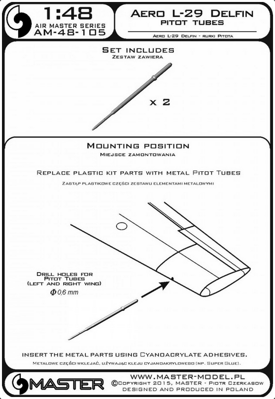 Aero L-29 Delfin - Pitot Tubes - MASTER MODEL 48-105