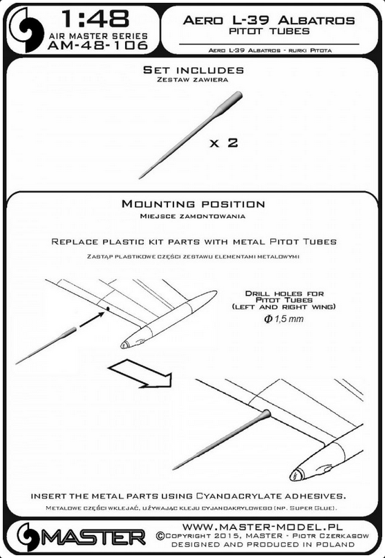 Aero L-39 Albatros - Pitot Tubes - MASTER MODEL 48-106