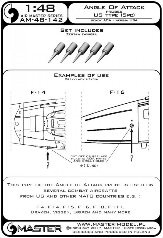 Angle Of Attack probes - US type (5pcs) - MASTER MODEL 48-142