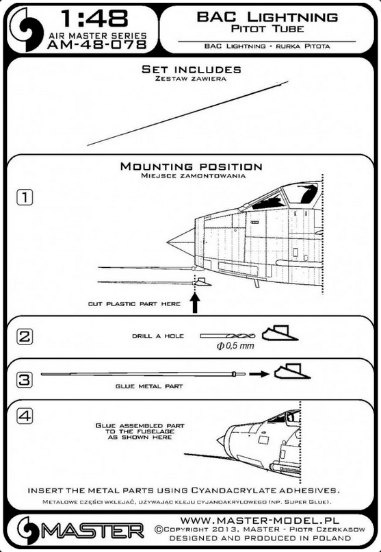 BAC Lightning Pitot Tube - MASTER MODEL 48-078