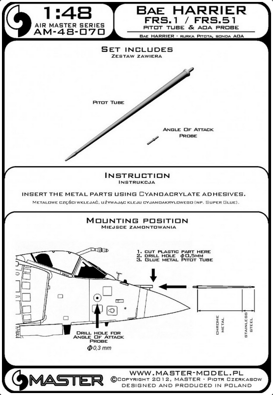 BAE Harrier FRS.1 / FRS.51 Pitot Tube & ADA Probe - MASTER MODEL 48-070