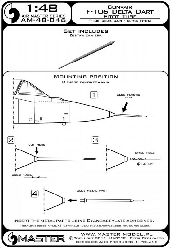 Convair F-106 Delta Dart Pitot Tube - MASTER MODEL 48-046