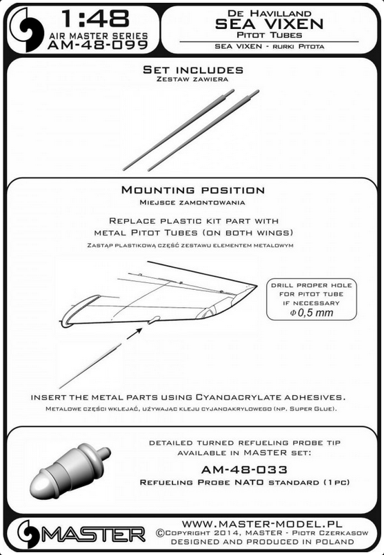 De Havilland Sea Vixen - Pitot Tubes - MASTER MODEL 48-099
