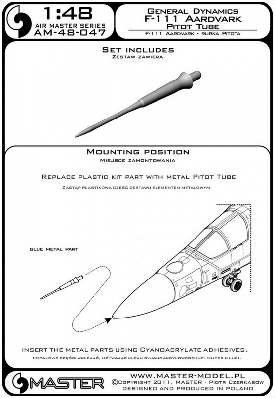 General Dynamics F-111 Aardvark Pitot Tube - MASTER MODEL 48-047
