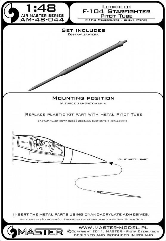 Lockheed F-104 Starfighter Pitot Tube - MASTER MODEL 48-044