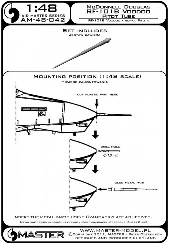 McDonnell Douglas RF-101B Voodoo Pitot Tube - MASTER MODEL 48-042
