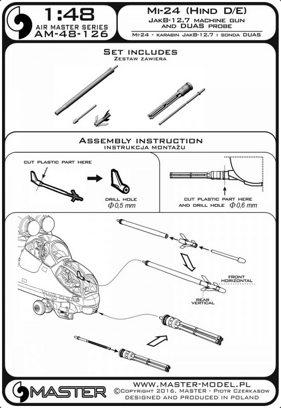 Mi-24 (Hind D/E) JakB-12,7 Machine Gun & Duas Probe - MASTER MODEL 48-126