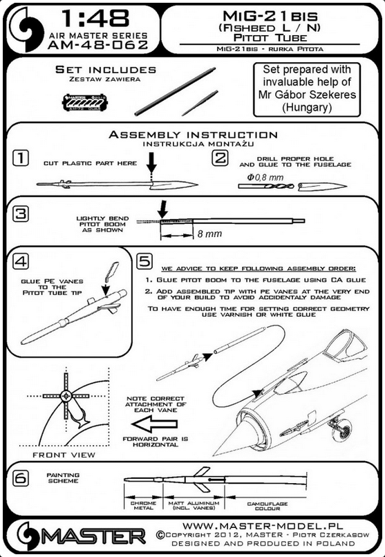 Mig-21Bis (Fishbed L/N) Pitot Tube - MASTER MODEL 48-062