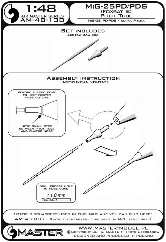 MiG-25 (Foxbat E) PD/PDS Pitot Tube - MASTER MODEL 48-130