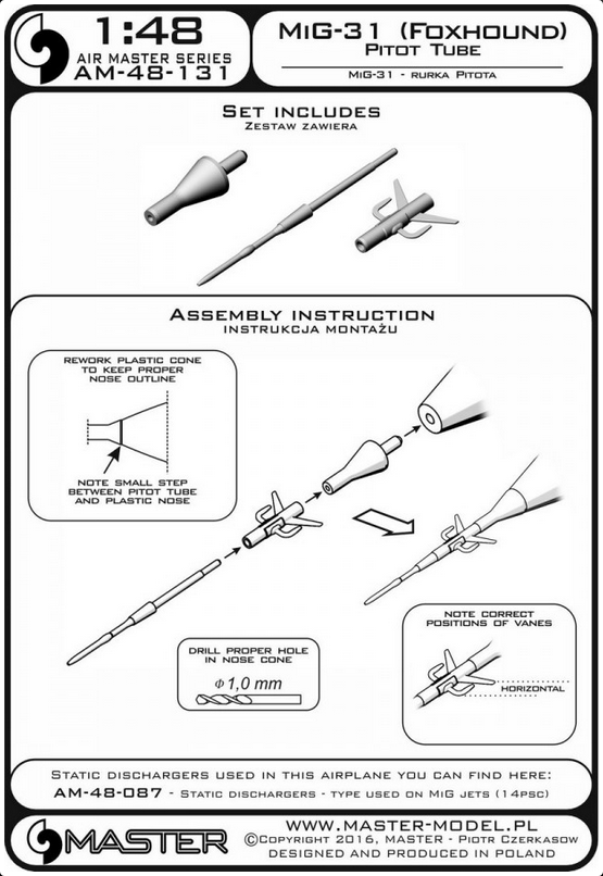MiG-31 (Foxhound) Pitot Tube - MASTER MODEL 48-131