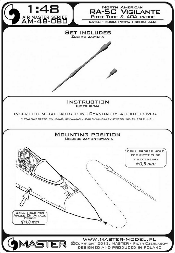 North American RA-5C Vigilante Pitot Tube & ADA Probe - MASTER MODEL 48-080