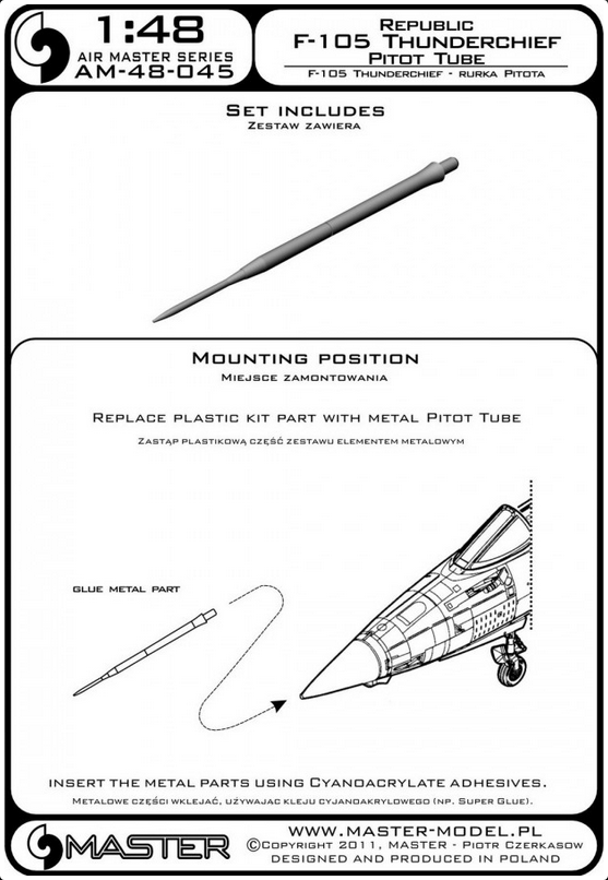 Republic F-105 Thunderchief Pitot Tube - MASTER MODEL 48-045