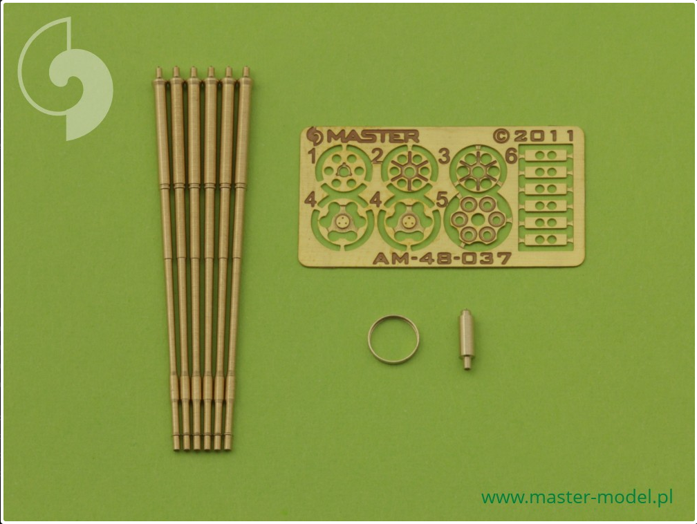 Rotary 20mm Cannon M61 A1 Vulcan Turned Barrels & Etched Barrel Clamps (F-104,F-105, F-14, F-15, F-16, F-18) - MASTER MODEL 48-037