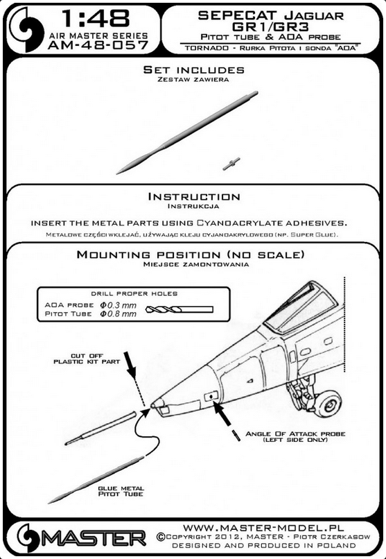 Sepecat Jaguar GR1/GR3 Pitot Tube & ADA Probe - MASTER MODEL 48-057