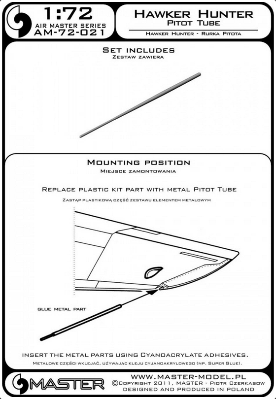 Hawker Hunter Pitot Tube - MASTER MODEL 72-021