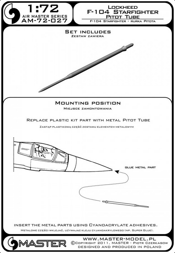 Lockheed F-104 Starfighter Pitot Tube - MASTER MODEL 72-027