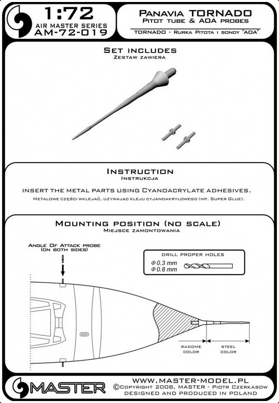 Panavia Tornado Pitot Tube & Ada Probes - MASTER MODEL 72-019