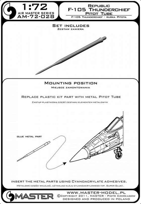 Republic F-105 Thunderchief Pitot Tube - MASTER MODEL 72-028