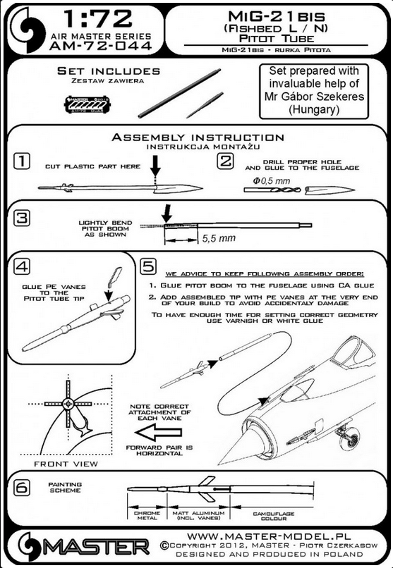 Mig-21Bis (Fishbed L/N) Pitot Tube - MASTER MODEL 72-044