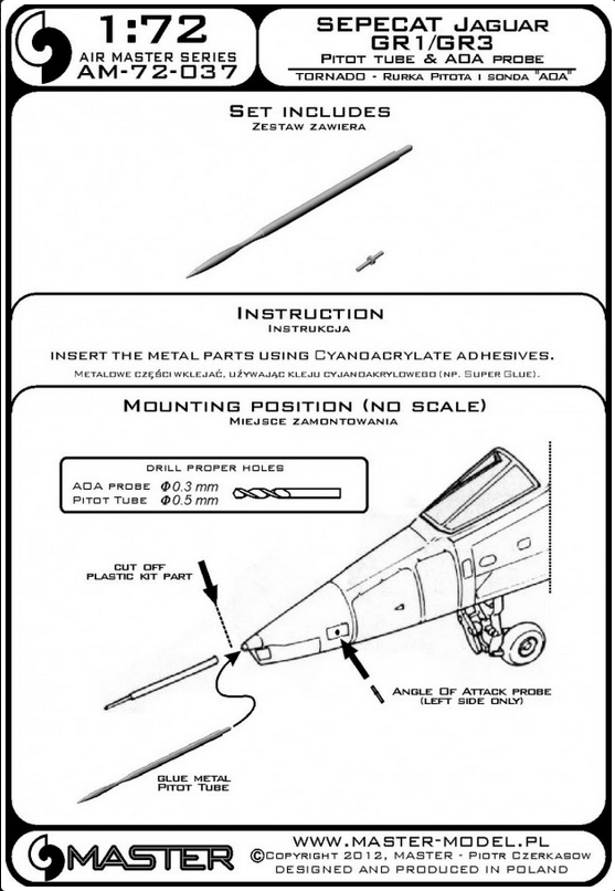 Sepecat Jaguar GR1/GR3 Pitot Tube & ADA Probe - MASTER MODEL 72-037