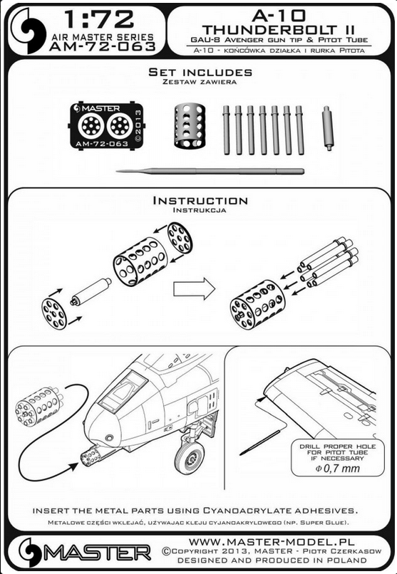 A-10 Thunderbolt II Gau-8 Avenger Gun Tip & Pitot Tube - MASTER MODEL 72-063