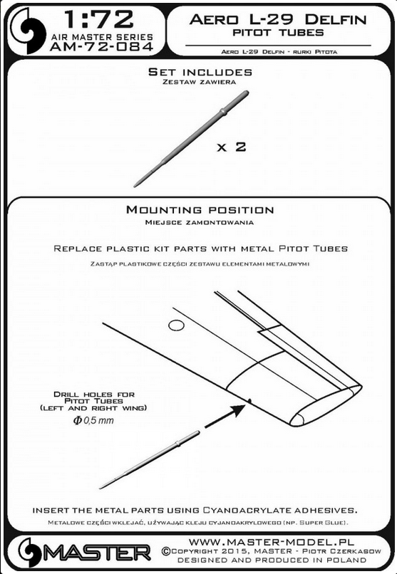 Aero L-29 Delfin - Pitot Tubes - MASTER MODEL 72-084
