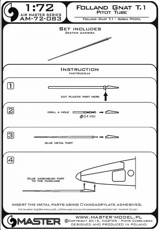 Folland Gnat T.1 - Pitot Tube - MASTER MODEL 72-083