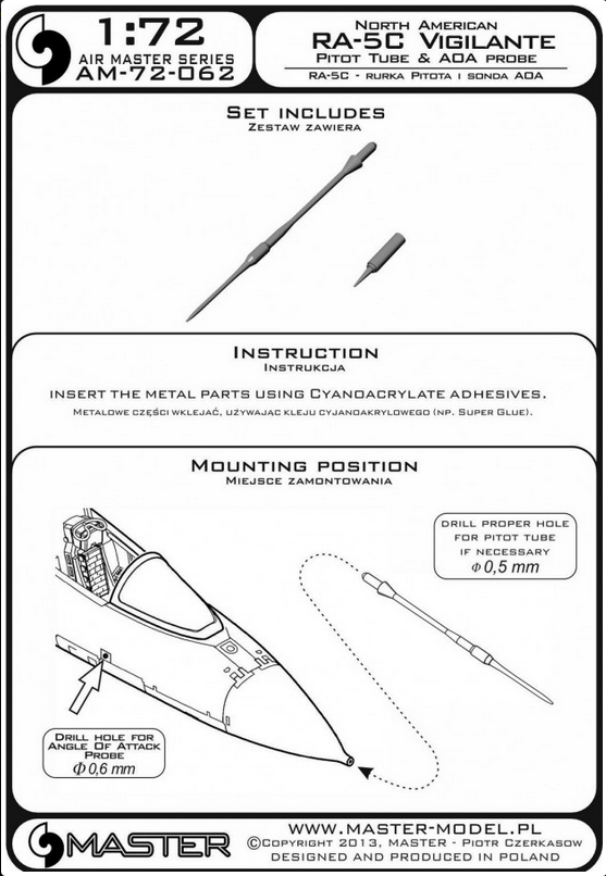North American RA-5C Vigilante Pitot Tube & ADA Probe - MASTER MODEL 72-062