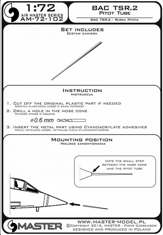 BAC TSR.2 Pitot Tube - MASTER MODEL 72-102