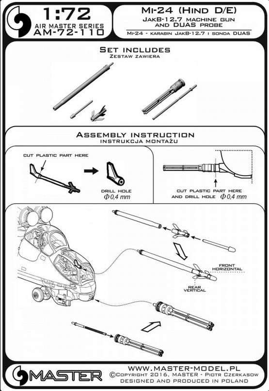 Mi-24 (Hind D/E) JakB-12,7 Machine Gun 1 Duas Probe - MASTER MODEL 72-110