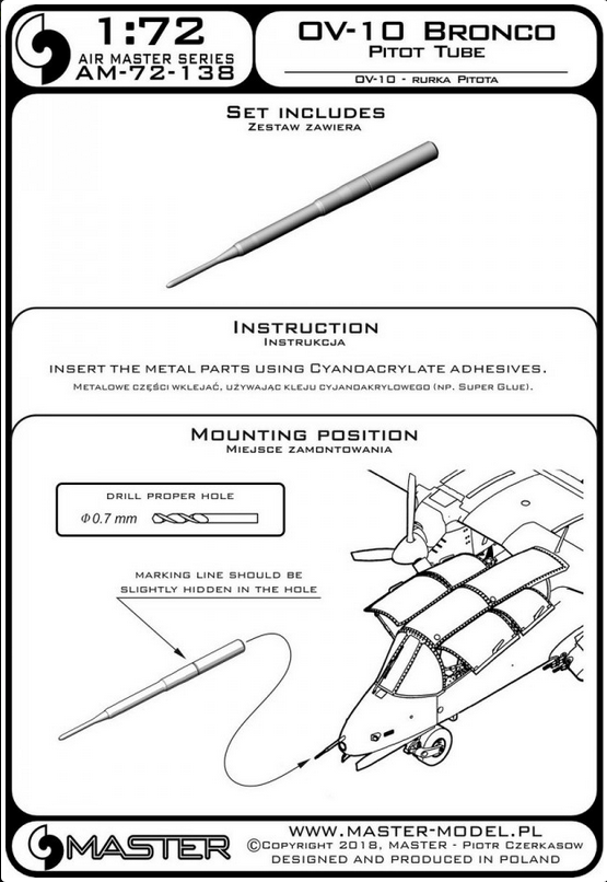 OV-10 Bronco - Pitot Tube - MASTER MODEL AM-72-138