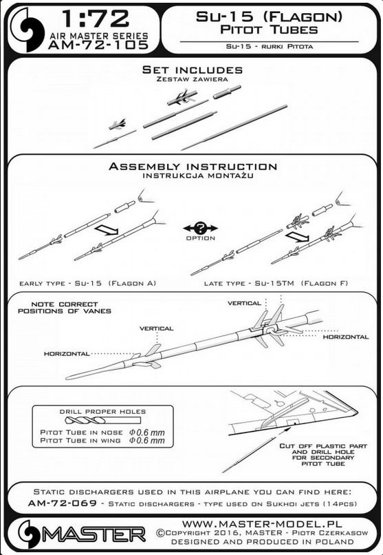Su-15 (Flagon) Pitot Tubes - MASTER MODEL 72-105