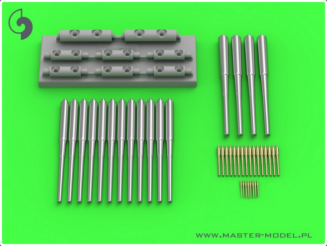 French pre-dreadnought Danton class armament barrels - 305mm (4pcs), 240mm (12pcs), 75mm (16pcs), 47mm (8pcs) - MASTER MODEL SM-350-097