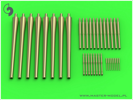 R.N. Zara armament - 203mm (8pcs), 100mm (12pcs), 37mm (8pcs), 13,2mm (8pcs) barrels (for Trumpeter kit) - MASTER MODEL SM-350-098