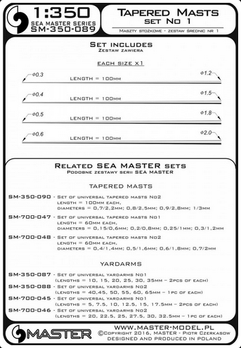 Tapered Masts set No 1 - MASTER MODEL SM-350-089