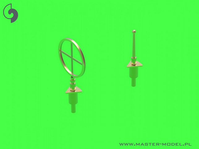 PZL P11c - details set - wz. 33 machine gun barrels, gunsight and Venturi Tube - MASTER MODEL 48-160