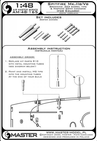 Spitfire Mk.IIb/Vb - Hispano 20mm cannons in fairings (for Eduard) - MASTER MODEL 48-165